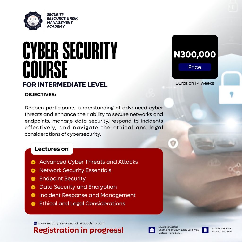 Intermediate cyber security course by SRRMA